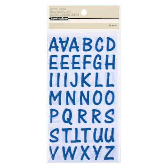 12 Packs: 80 ct. (960 total) Epoxy Blue Alphabet Stickers by Recollections™
